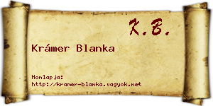 Krámer Blanka névjegykártya